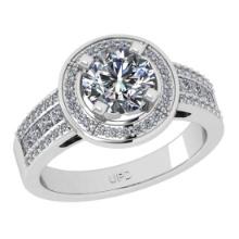 1.30 Ctw VS/SI1 Diamond 10K White Gold Engagement Halo Ring(ALL DAMONDS ARE LAB GROWN)