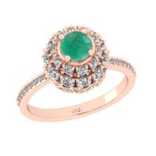 2.00 Ctw VS/SI1 Emerlad and Diamond Prong Set 14K Rose Gold Engagement Ring