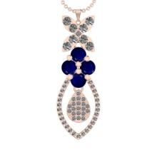 19.90Ctw VS/SI1 Blue Sapphire and Diamond 14K Rose Gold Necklace(ALL DIAMOND ARE LAB GROWN )