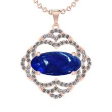 20.69 Ctw VS/SI1 Tanzanite and Diamond 14k Rose Gold Pendant Necklace(ALL DAMONDS ARE LAB GROWN)