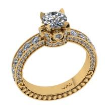 2.18 Ctw VS/SI1 Diamond 10K Yellow Gold Engagement Halo Ring(ALL DAMONDS ARE LAB GROWN)