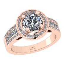 1.30 Ctw VS/SI1 Diamond 10K Rose Gold Engagement Halo Ring(ALL DAMONDS ARE LAB GROWN)