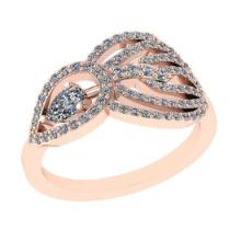 0.67 Ctw VS/SI1 Diamond 14K Rose Gold Vintage Style Engagement Ring