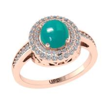 1.55 Ctw I2/I3 Emerald And Diamond 14K Rose Gold Engagement Ring