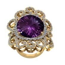 53.24 Ctw VS/SI1 Amethyst and Diamond 14k Yellow Gold Engagement Ring(ALL DAMONDS ARE LAB GROWN)