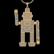 7.91 Ctw VS/SI1 Diamond 18K Yellow Gold Robot themed Necklace(ALL DIAMOND ARE LAB GROWN )