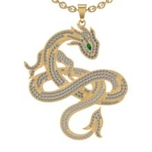 4.72 CtwVS/SI1 Emerald and Diamond 14K Yellow Gold Dragon Necklace (ALL DIAMOND ARE LAB GROWN )