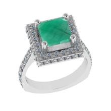 3.21 Ctw VS/SI1 Emerald And Diamond 14k White Gold Engagement Ring (ALL DIAMOND ARE LAB GROWN)