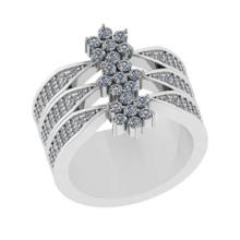 1.24 Ctw VS/SI1 Diamond 14K White Gold Cluster Engagement Ring (ALL DIAMOND ARE LAB GROWN )