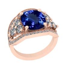 6.51 Ctw VS/SI1 Tanzanite And Diamond 18k Rose Gold Cocktail Ring