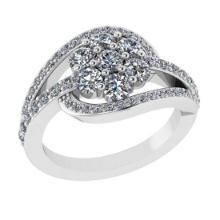 1.50 Ctw VS/SI1 Diamond 14K White Gold Cluster Engagement Ring