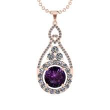 27.11 Ctw VS/SI1 Amethyst and Diamond 14K Rose Gold Pendant (ALL DIAMOND ARE LAB GROWN )