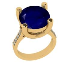 3.25 Ctw VS/SI1 Blue Sapphire And Diamond 14k Yellow Gold Engagement Ring (ALL DIAMOND ARE LAB GROWN