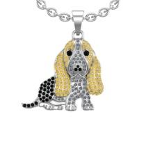 1.55 Ctw VS/SI1 Treated Fancy Black,Yellow, Diamond 14K White Gold Hip Hop Style Necklace (ALL DIAMO