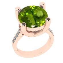 3.25 Ctw VS/SI1 Peridot And Diamond 14K Rose Gold Engagement Ring( ALL DIAMOND ARE LAB GROWN )