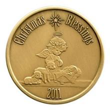 Christmas 2011 Bronze Round X-4 Christmas Blessing (with ornament holder)