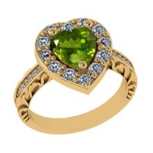 2.52 Ctw VS/SI1 Peridot And Diamond 14K Yellow Gold Engagement Ring( ALL DIAMOND ARE LAB GROWN )