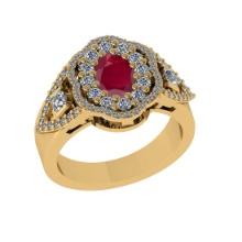 1.73 Ctw VS/SI1 Ruby and Diamond14K Yellow Gold Engagement Ring