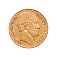 Belgium 20 francs gold 1865 Leopold I VF-XF