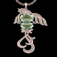 35.56 Ctw VS/SI1 Green Amethyst And Diamond 14k Rose Gold Pendant Neklace( ALL DIAMOND ARE LAB GROWN