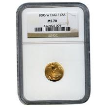 Certified Burnished American $5 Gold Eagle 2006-W MS70 NGC