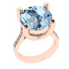 3.25 Ctw VS/SI1 Blue Topaz And Diamond 14K Rose Gold Engagement Ring( ALL DIAMOND ARE LAB GROWN )