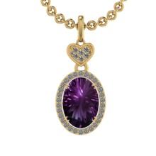 12.57 Ctw VS/SI1 Amethyst and Diamond 14K Yellow Gold Pendant