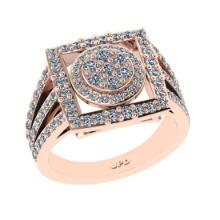 1.82 Ctw VS/SI1 Diamond 14K Rose Gold Cluster Engagement Ring