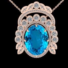 46.50 Ctw VS/SI1 Blue Topaz and Diamond 14K Rose Gold Pendant (ALL DAMONDS ARE LAB GROWN)