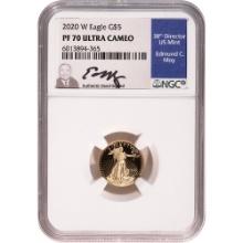 Certified American $5 Gold Eagle 2020-W PF70 NGC Moy sig.