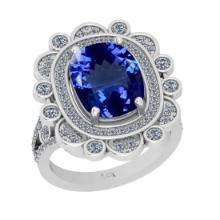 6.71 Ctw VS/SI1 Tanzanite And Diamond 18k White Gold Cocktail Ring