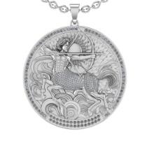 1.96 Ctw VS/SI1 Diamond 14K White Gold Zodiac sign theme Necklace (ALL DIAMOND ARE LAB GROWN )