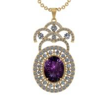 19.91 Ctw VS/SI1 Amethyst and Diamond 14K Yellow Gold Pendant (ALL DIAMOND ARE LAB GROWN )