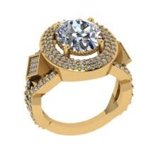 4.56 Ctw VS/SI1 Diamond 14K Yellow Gold Engagement Ring (ALL DIAMOND ARE LAB GROWN )