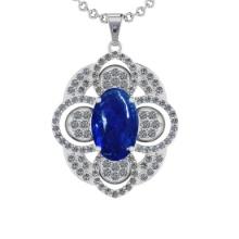 9.00 Ctw VS/SI1 Tanzanite and Diamond 14k White Gold Pendant Necklace(ALL DAMONDS ARE LAB GROWN)