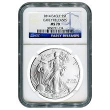 Certified Uncirculated Silver Eagle 2014 MS70 NGC Early Release