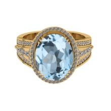 5.60 Ctw VS/SI1 Blue Topaz And Diamond 14K Yellow Gold Engagement Ring( ALL DIAMOND ARE LAB GROWN )