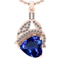 5.60 Ctw VS/SI1 Tanzanite And Diamond 18k Rose Gold Necklace(ALL DIAMOND ARE LAB GROWN )