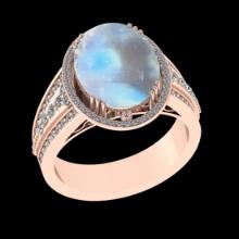 5.95 Ctw VS/SI1 Rainbow Moonstone And Diamond 14K Rose Gold Engagement Ring( ALL DIAMOND ARE LAB GRO