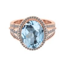 5.60 Ctw VS/SI1 Blue Topaz And Diamond 14K Rose Gold Engagement Ring( ALL DIAMOND ARE LAB GROWN )