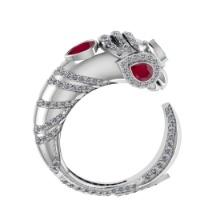 1.82 Ctw VS/SI1 Ruby and Diamond 14K White Gold Engagement Ring ALL DIAMOND ARE LAB GROWN )