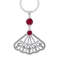 3.33 Ctw VS/SI1 Ruby and Diamond14K White Gold Necklace (ALL DIAMOND ARE LAB GROWN )