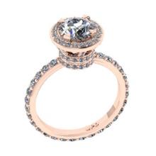 1.99 Ctw VS/SI1 Diamond 10K Rose Gold Engagement Halo Ring(ALL DAMONDS ARE LAB GROWN)