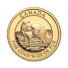 Canada $10 Quarter Ounce Gold Arctic Fox 2014 BU