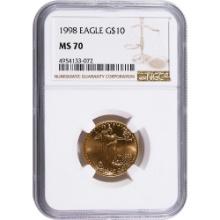 Certified American $10 Gold Eagle 1998 MS70 NGC