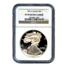 Certified Proof Silver Eagle 1991 PF70 NGC