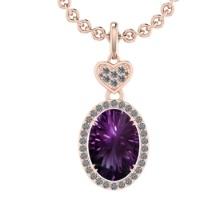 12.57 Ctw VS/SI1 Amethyst and Diamond 14K Rose Gold Pendant