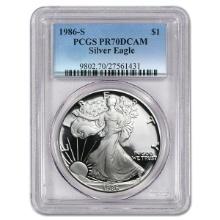 Certified Proof Silver Eagle 1986-S PR70DCAM PCGS