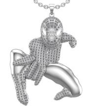 3.22 Ctw VS/SI1 Diamond 10K White Gold Spider man Pendant (ALL DAMONDS ARE LAB GROWN)