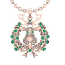 3.02Ctw VS/SI1 Emerald and Diamond 14K Rose Gold Necklace(ALL DIAMOND ARE LAB GROWN )